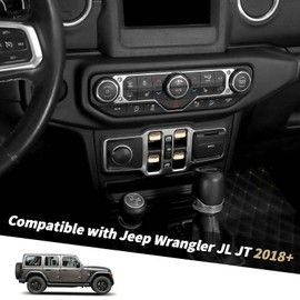 Jimen for JL/JT Window Button Cover, 4 Pack Window Switch Cover Trim Interior Accessories Compatible with Jeep Wrangler JL and Gladiator JT 2018-2023, Aluminum Alloy (Gold)