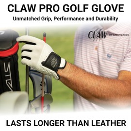 CaddyDaddy Claw Pro Men’s Golf Glove - Breathable, Long Lasting (White, Large, Worn on Left Hand)