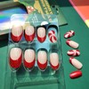 Christmas Red French Tip Press on Nails Short Almond Fake