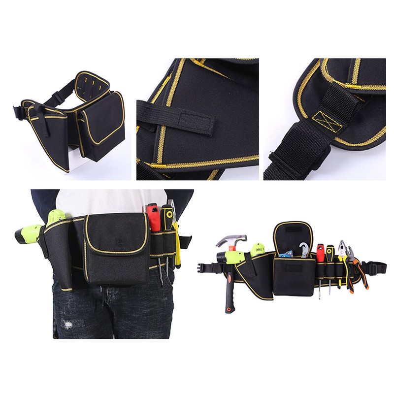 Side Tool Belt Pouch Canvas Multifunctional Waterproof 30kg Load Capacity