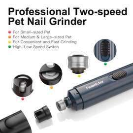 Fumeister Pet Nail Grinder for Dogs - Quiet 2-Speed Type-C Rechargeable Dog Nail Trimmer, Low Noise Paw Grooming for Dogs & Cats (Blue)