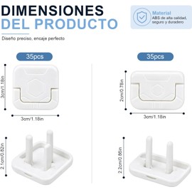 Protectores de Enchufes para Bebé, 70 Piezas Tapas de Seguridad Incluye 35 tapas para enchufes de 3 clavijas y 35 de 2 clavijas con diseño de anillo oculto para protección infantil
