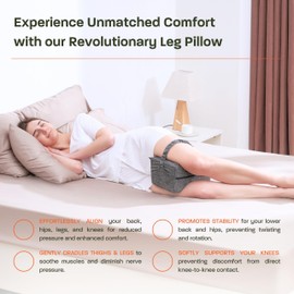 Cooling Knee Pillow for Side Sleepers w/ Strap & 2 Covers - Memory Foam Leg Pillow for Side Sleeping - Between Leg Pillow & Orthopedic Hip Pillow, Hip Pain & Lower Back Pain - Smooth Spine Alignment