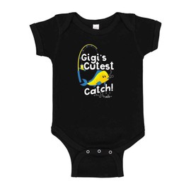 Funny Bodysuit Sayings Gigi's Cutest Catch (Blue) New Grandma Gifts Bodysuit Newborn Black