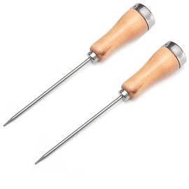 Ice Crusher with Wood Handle, 2 pcs 8.5 Inch Silver Stainless Steel Ice Pick for Ice Breaking at Home and Bar (2 pcs)