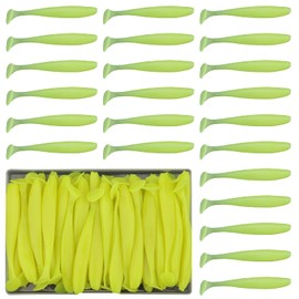 Funzhan 50pcs Saltwater Fishing Lures Paddle Tail Eco-Friendly Material Swimming Baits Jerkbait Inshore for Pike Walleye Crappie Trout Crappie Shad Gear