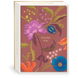 Punch Studio Boxed Notecards Elegant Blank 12-Count Thank You Cards with Embossed Detail, 3.5" x 5", Jacobean
