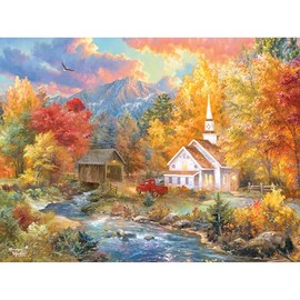 RoseArt - Abraham Hunter - Church by The River - 500 Piece Puzzle for Adults