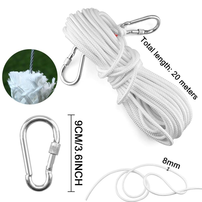 Wire Center Flag Pole Rope 5/16 Inch 65 Feet with