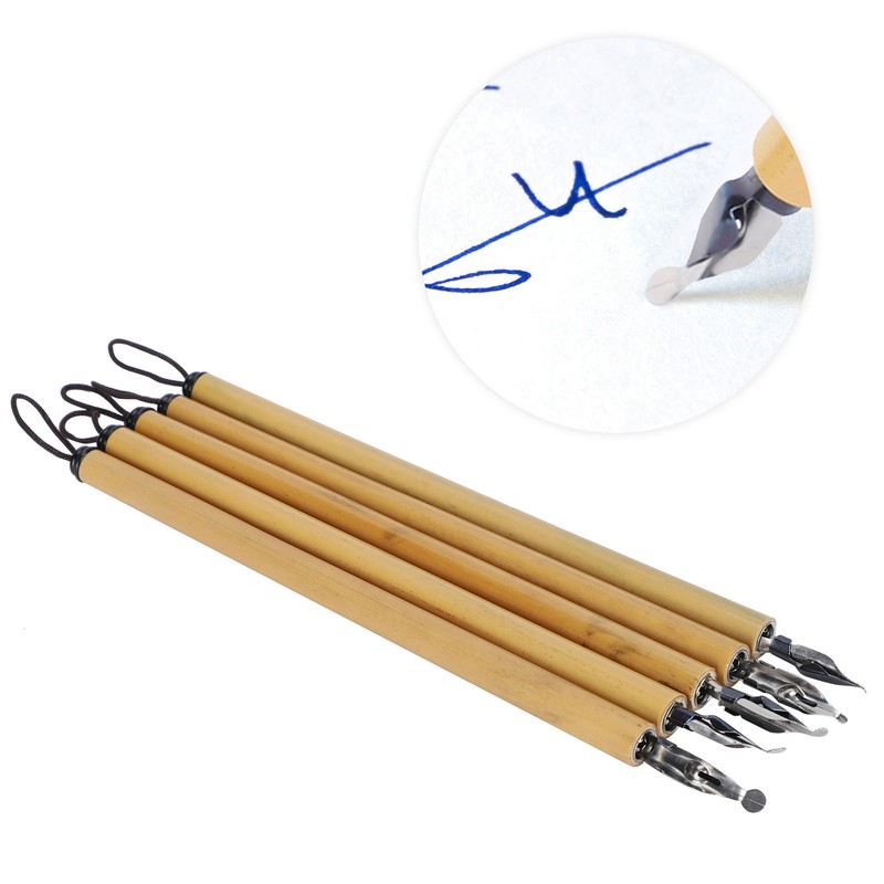 5Pcs Dip Pen Manga Calligraphy Boxed Vintage Bamboo Drawing Painting