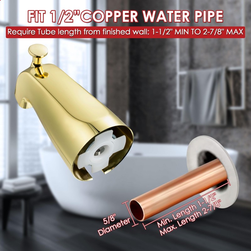 Enhon 1 Pack Slip on Tub Spout with Diverter Polished