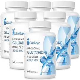 Gozitepe Liposomal Glutathione Reduced 2000mg per Serving | Glutathione Supplement with Hyaluronic Acid + Collagen Peptide + Resveratrol | 10x Better Absorption (60 Count (Pack of 6))