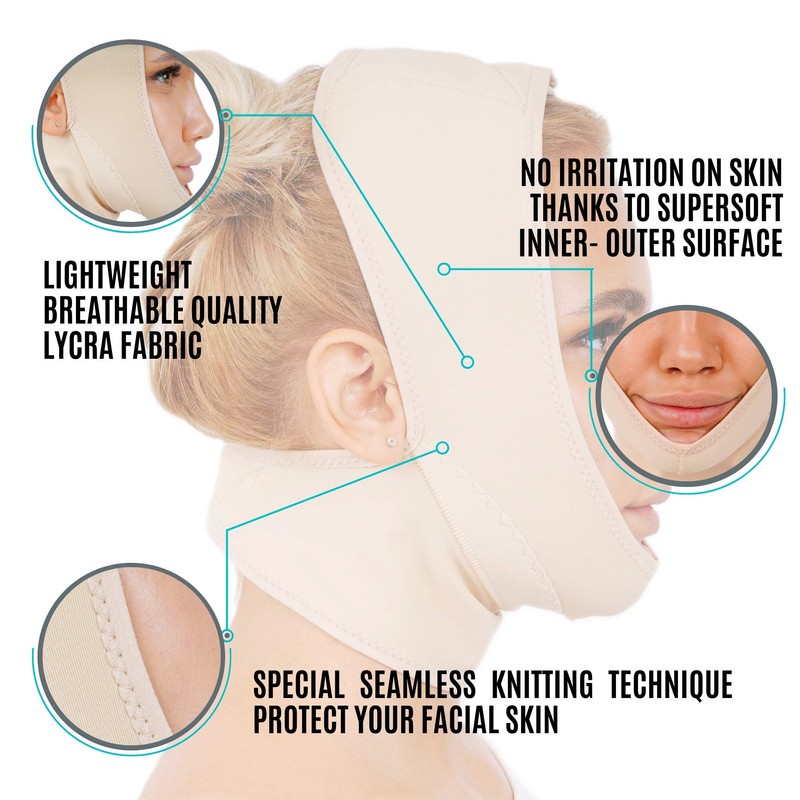 invera Chin Compression Garment After Liposuction Surgery, Neck Cover Strap