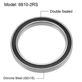sourcing map 6810-2RS Deep Groove Ball Bearings 50mm Inner Dia 65mm OD 7mm Bore Double Sealed Chrome Steel Z2 2pcs