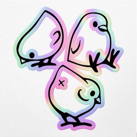 Holographic Decal Stickers of Chicken Cute Three Brothers Premium Waterproof Vinyl Decal Stickers for Laptop Phone Accessory Helmet Car Window Mug Tuber Cup Door Wall Decoration ANDVER3906240HO