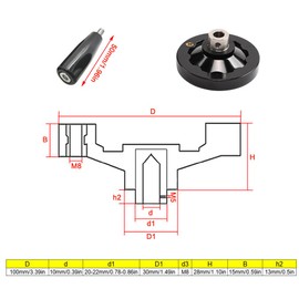 Hand Wheel, 100 x 10mm Metal Round Handwheel with Revolving Handle for Lathe, Grinder and Milling Machine - Black