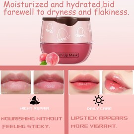 TIRDET 1 PCS Bee Lip Balm Honey Pot, Exfoliating Peach Bee Lip Balm Sleeping Lip Mask Overnight with Sticks, Honey Pot Lip Balm Prevention Dry Hydrating and Crack Lip Scrubs