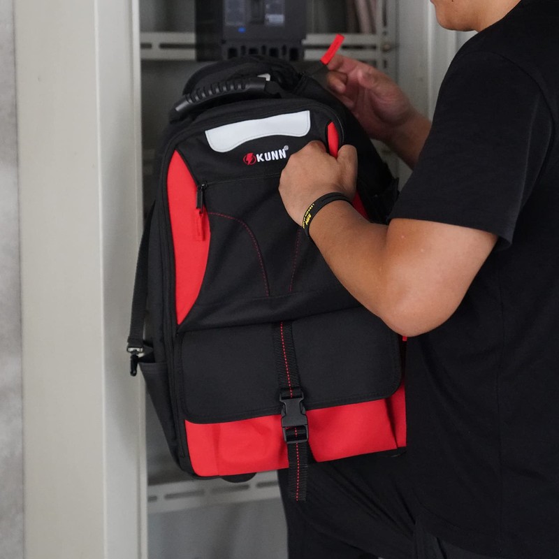 KUNN Rolling Tool Bag Backpack,Heavy Duty Tool Bags with Wheels,Water