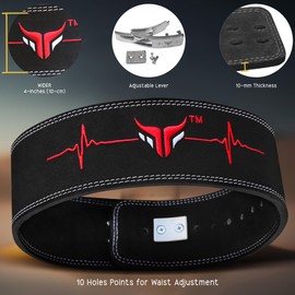 Mytra Fusion Gym Belt with Lever Buckle Weight Lifting Belt for Men and Women 4" wide Genuine Leather Powerlifting Belt for Gym, Training, Weightlifting, Bodybuilding Fitness and Workout (M, Black)