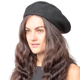 Basic Sense Plain Beret Hat 100% Wool French Beret Winter Autumn Women | Girls Fashion Hats (Black)