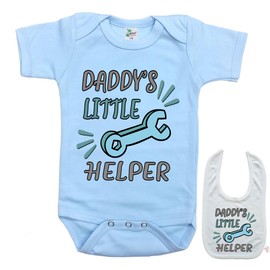 Daddy's Little Helper Mechanic -Cute Automotive Car Baby bodysuit onesie & bib