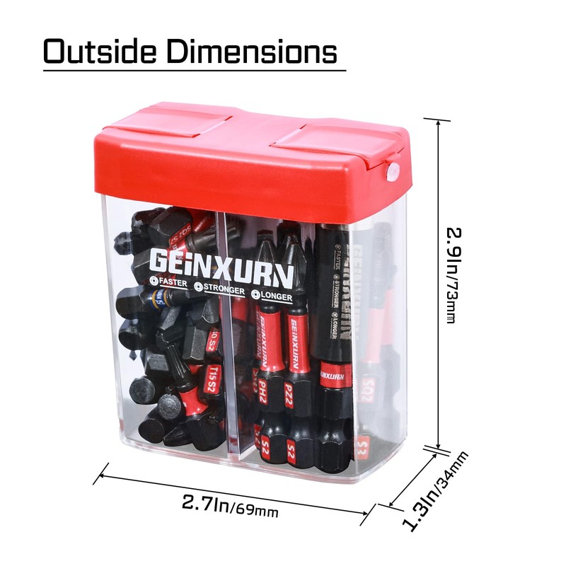 Geinxurn 43Pieces Impact Screwdriver Bits Set with Colorful Boxes, Magnetic