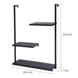 ILWorkTLs 3 Tier Floating Shelves,Wall Hanging Storage Rack,Wall Decor Storage Book Shelf,Wall Display Shelf for Bathroom Bedroom Livingroom Kitchen, Black