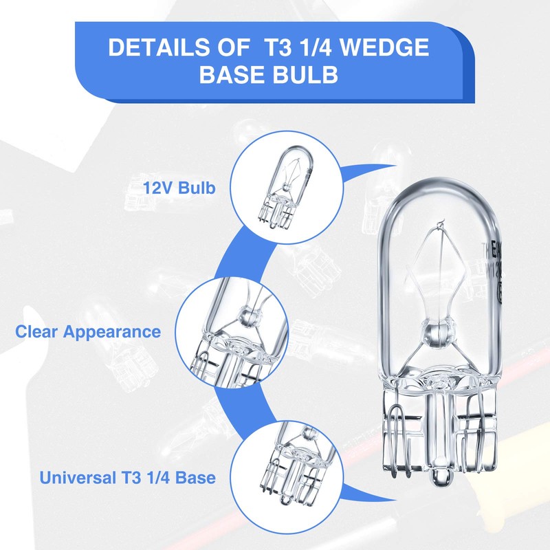 Honoson 1/4 Wedge Base 12V 5W Bulb Clear Krypton Light