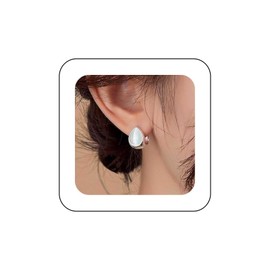 Allereya Boho Weiße Edelstein-Tropfen-Ohrringe Mondstein Huggie Hoop Ohrringe Edelstein Birne Ohrringe Mondstein-Imitat Wassertropfen Ohrringe Mondstein Edelstein Ohrringe Schmuck Für Frauen