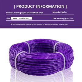 Grass trimmer Line 2MM Universal Strimmer Wire Heavy Duty Strimmers Line 90M Trimmer Wire Weed Cutter Cord Eater Strings Wires Cords(2.0MM x 90M, Purple)
