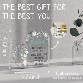 Friends Fill Your Life With Joy Friendship Sign Acrylic Heart Gift for Friends Female Soul Sister Work Bestie, Cheer up Gift Acrylic Heart Friendship Birthday Table Shelf Decor Sign for Home Office