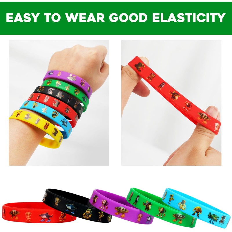 LCKYPOWTHY 24 Pieces Italian Brainrot Rubber Bracelets Silicone Stretch Wristbands