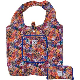 Pacca Packable Travel Tote for Women (15L, Flower Print) | Small Foldable, Reusable Minimalist Shoulder Bag for Grocery, Shopping | Cute Collapsible Personal Item for Vacation, Cruise, Resort, Beach