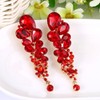EVER FAITH Rhinestone Crystal Elegant Waterdrop Bridal Feast Dangle Clip-on