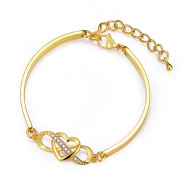 Lantine Gold Infinity Heart Bracelet for Women Stainless Steel Infinity Bracelet Love Heart Adjustable Bracelet Bangle Chain Hand Jewellery Gift for Girlfriend Mum Sister Birthday Christmas