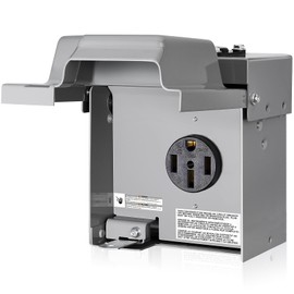 SURAIELEC 50 Amp RV Power Outlet Box, 125/250V Weatherproof Electrical Power Box for RV/EV Receptacle, NEMA 14-50R Outdoor Panel Enclosed & Lockable for RVs, Trailer, ETL & UL Listed