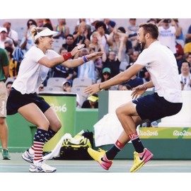 BETHANIE MATTEK-SANDS AND JACK SOCK 2016 USA OLYMPIC TENNIS TEAM 8X10 SPORTS ACTION PHOTO (RIO)