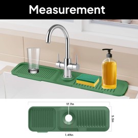 Kitchen Faucet Silicone Sink Splash Guard and Draining Mat Purest Peak (17.7 Inch, Green)