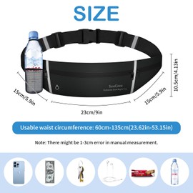SooGree Slim Running Belt Sport Fanny Pack, Reflective Waist Pack, Waterproof Phone Holder, Jogging Pouch for Phone Money, Black