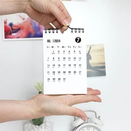 Mini Wall Calendar 2024-2025,Small Wall Calendar,Jul.2024 to December. 2025 Spiral Monthly Flip Wall Calendar with Hanging Hook for Office School Home Classroom, 3.85"x5.7" (Black&White)