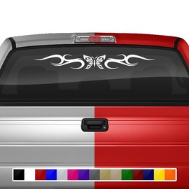 Sticky Creations Butterfly Decal Sticker Windshield Window Banner Vinyl Graphic Tribal Swirl Decoration Car Truck SUV Vehicle Front Rear Back 36"x4.25"+ (Design #134-01)