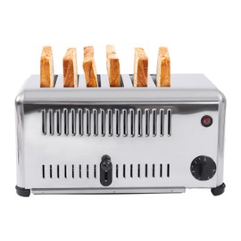Commercial Pop-Up Electric Toaster 6 Slice Long Extra-Wide Slots with Removable Tray, Stainless Steel Bread Toaster with Countdown Timer For Toast Bagels