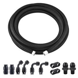 EVIL ENERGY 8AN PTFE Fuel Line Kit, E85 Nylon Braided Fuel Hose Kit 10FT Black AN8 PTFE Fuel Line Hose