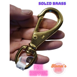 Unbranded Solid Brass Boat Snap Hook 4 9/16" length 3/4" Swivel Eye Spring lock. 150 SWL