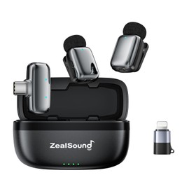 ZealSound Mini Wireless Microphone, Pin Microphone, Wireless, Ultra Lightweight, 0.2 oz (5 g), Noise Reducing, Plug & Play, Compatible with Phone 16/15 Series, 360° Sound Collection, 33 Hours of