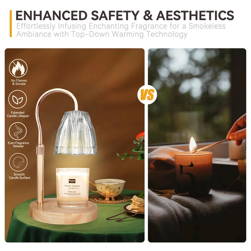 TOACSUCP Candle Warmer Lamp with 3 Bulbs, Adjustable Height Dimmable