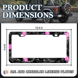 Bat License Plate Frame - 2 PCS Goth Spider Web Bats License Plate Holder, Rust-Proof Stainless Steel Auto Parts License Plate Cover Decoration for Standard Us 12x6 Inch