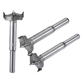 uxcell Forstner Wood Boring Drill Bits 23mm 24mm 25mm Dia. Hole Saw Carbide Alloy Steel Tip Round Shank Cutting for Hinge Plywood Wood Tool 3in1 Set