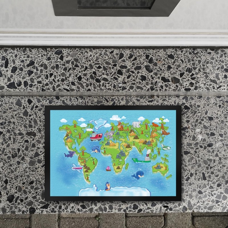 trendaffe - Children's World Map - Our Earth Door Mat