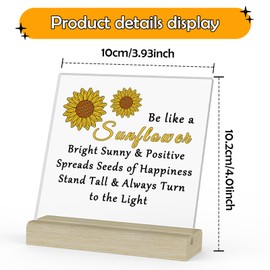 Sunflower Inspirational Gifts Sunflower Lovers Gifts Acrylic Plaque with Stand Friends Birthday Gifts Motivational Gifts for Daughter Sunflower Keepsake Friendship Gift for Employee Coworker